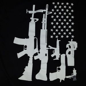 Machine Gun Vegas American Flag T-shirt, Large
